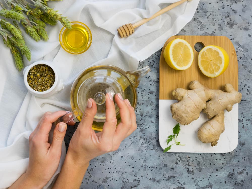 Preparation of medicated ghee and herbal decoctions for digestive Panchakarma.