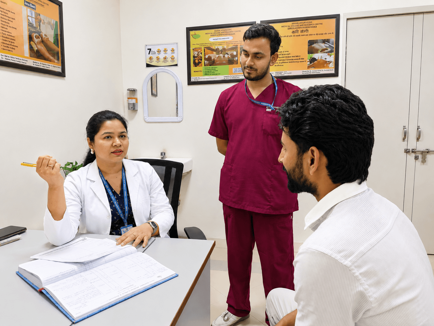 Clinician reviewing metabolic lab parameters with a patient.