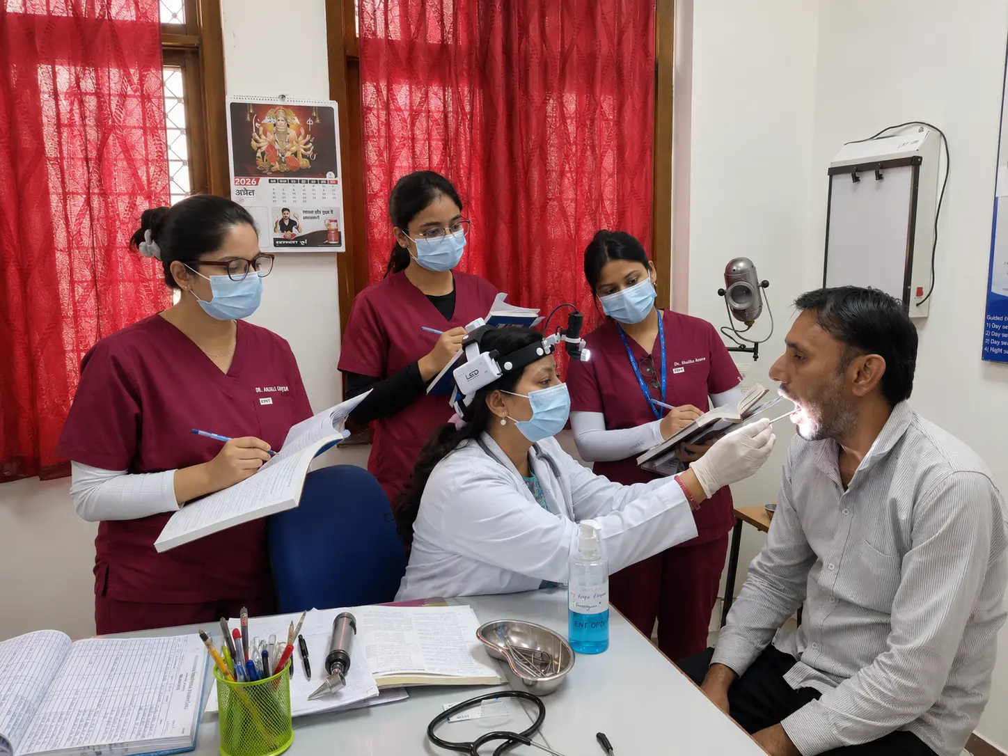 ENT Shalakya & Shalya clinical procedure in progress.