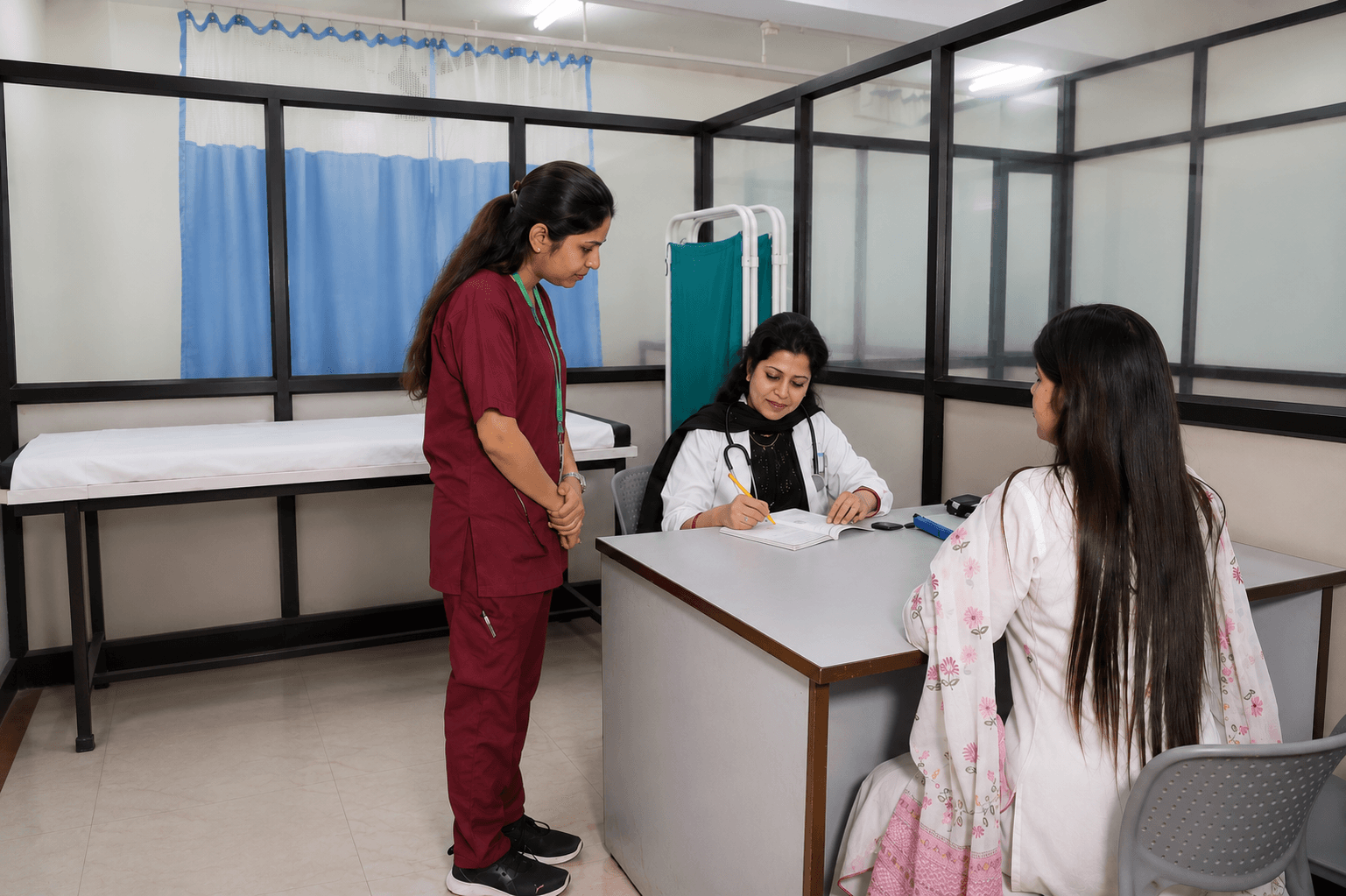 Uttarbasti procedure setup for Ayurvedic gynaecological care in the OPD.