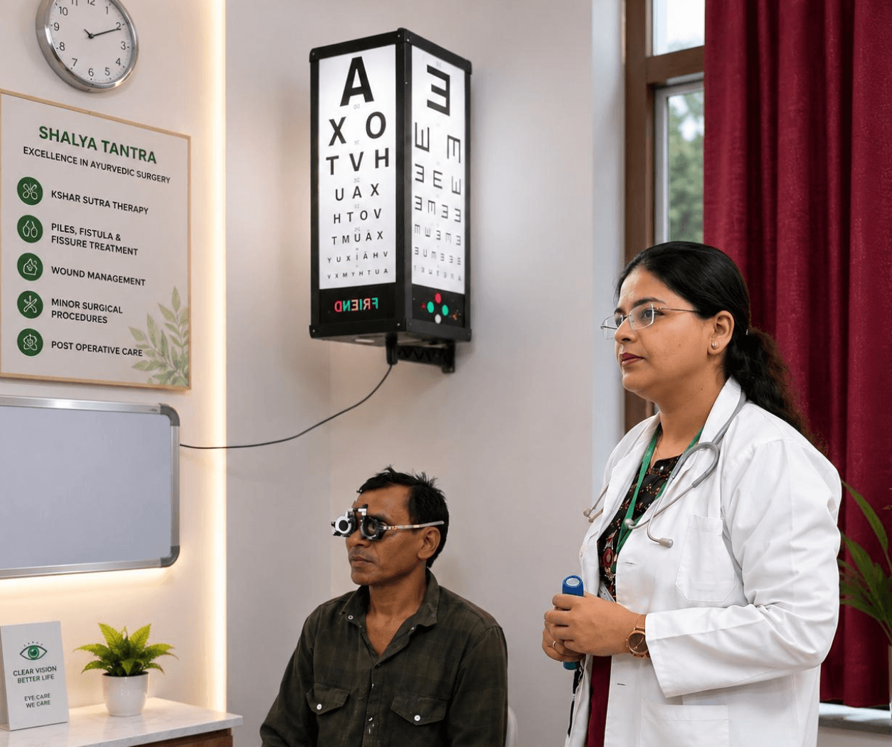 Therapist preparing the dough dam around a patient's eye for Netra Tarpan.