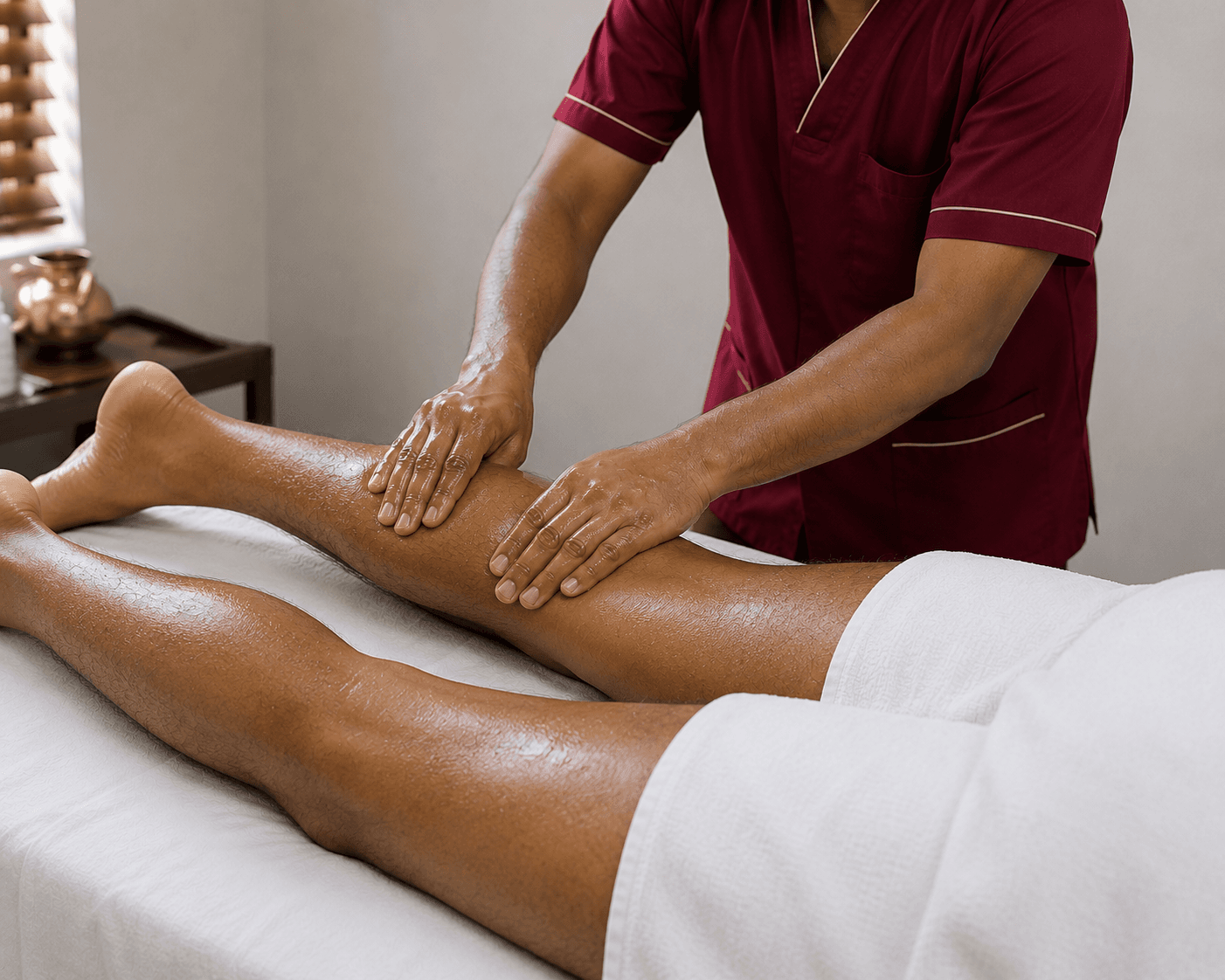 Naturopathy massage therapy room set up for a session.